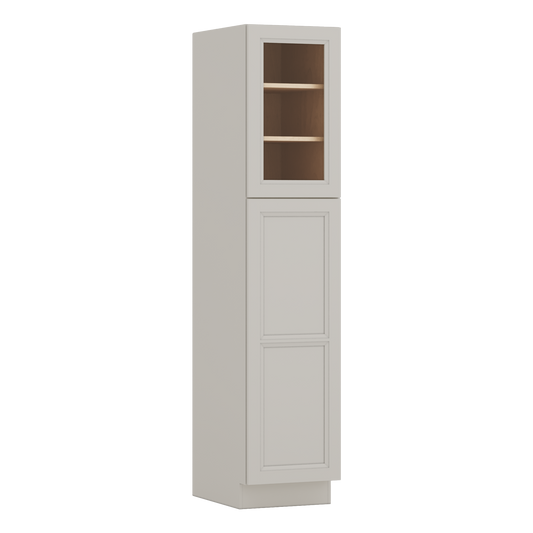 84" Tall Pantry 27LGDS Laguna Gray Double Shaker Glass Ready Cabinet Available 18", 24", 30"  & 36" Wide