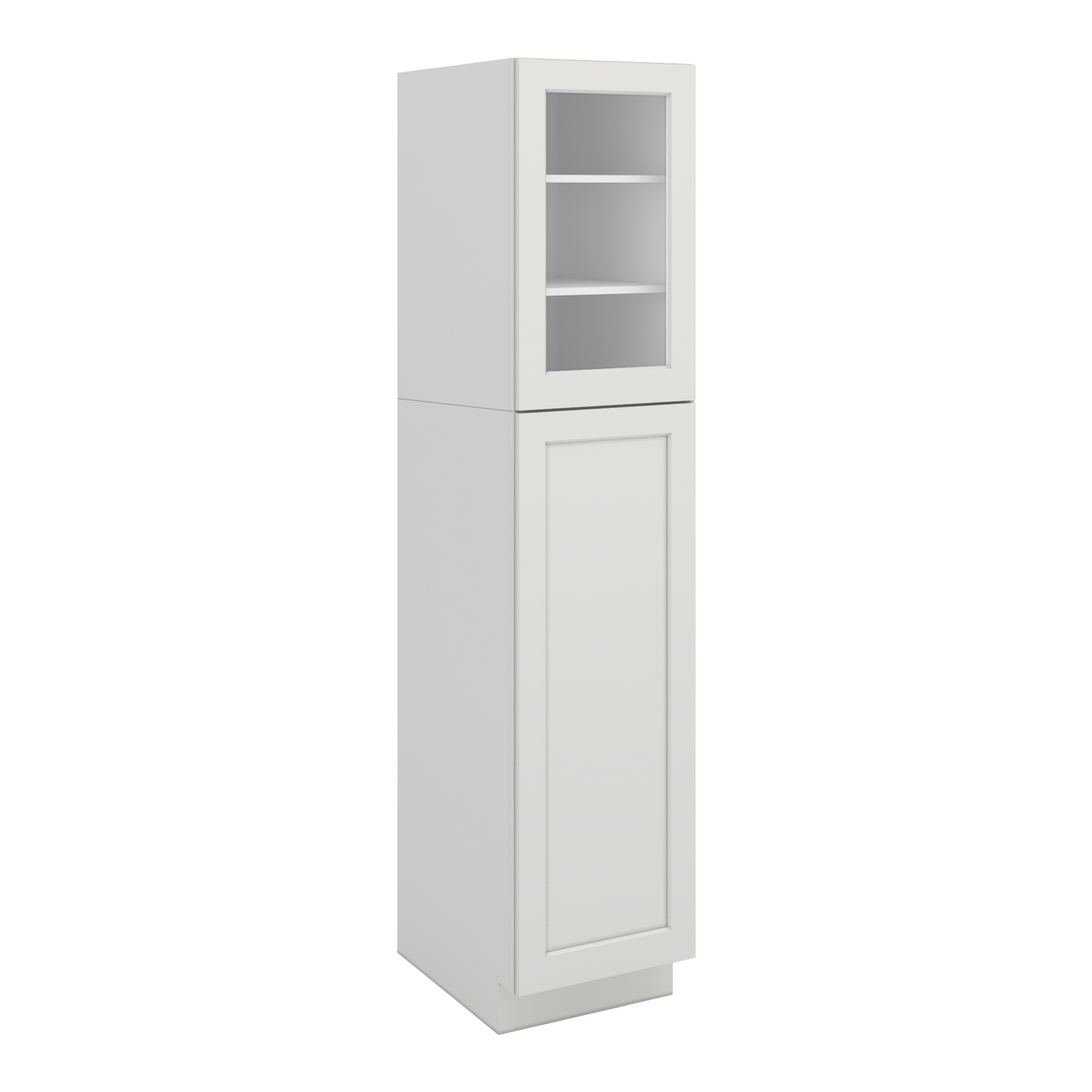 84" Tall Pantry 2WS White Shaker 1-1/4" Overlay Glass Ready Cabinet Available 18", 24", 30"  & 36" Wide