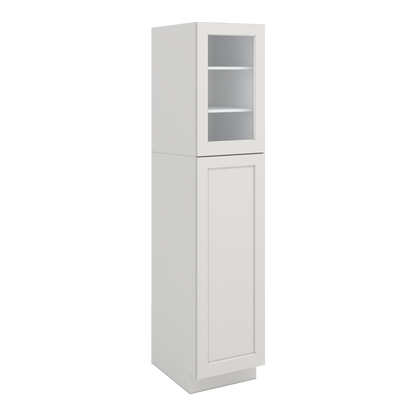 84" Tall Pantry 2WS White Shaker 1-1/4" Overlay Glass Ready Cabinet Available 18", 24", 30"  & 36" Wide