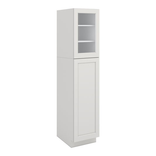 84" Tall Pantry White Shaker 1-1/4" Overlay Glass Ready Cabinet Available 18", 24", 30" & 36" Wide