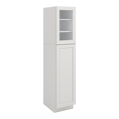 84" Tall Pantry 2WS White Shaker 1-1/4" Overlay Glass Cabinet Available 18", 24", 30"  & 36" Wide