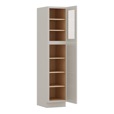 84" Tall Pantry 27LGDS Laguna Gray Double Shaker Glass Ready Cabinet Available 18", 24", 30"  & 36" Wide