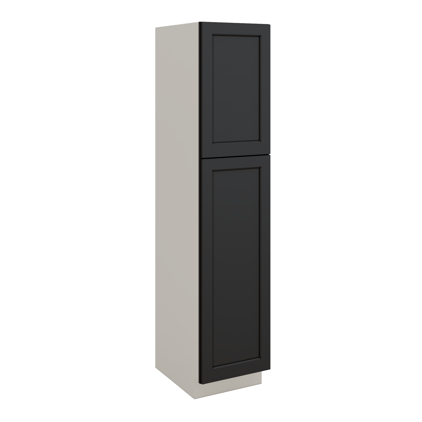 84" Tall Pantry 15HNS Hermosa Noir Black Shaker 1-1/4" Overlay Cabinet Available 18", 24", 30"  & 36" Wide