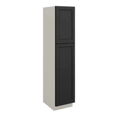 84" Tall Pantry 15HNS Hermosa Noir Black Shaker 1-1/4" Overlay Cabinet Available 18", 24", 30"  & 36" Wide