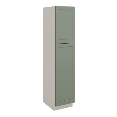 84" Tall Pantry Green Shaker 1-1/4" Overlay Cabinet Available 18", 24", 30"  & 36" Wide