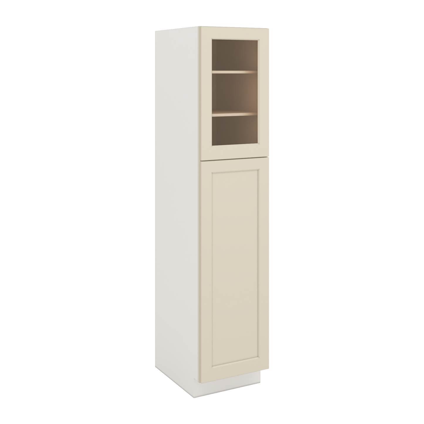 84" Tall Pantry Manhattan Cream Shaker 1-1/4" Overlay Glass Ready Wall Cabinet Available 18", 24", 30"  & 36" Wide