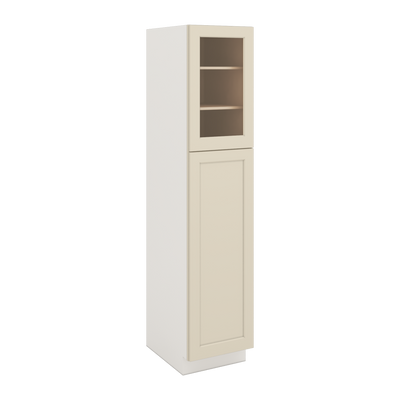 84" Tall Pantry Manhattan Cream Shaker 1-1/4" Overlay Glass Ready Wall Cabinet Available 18", 24", 30"  & 36" Wide