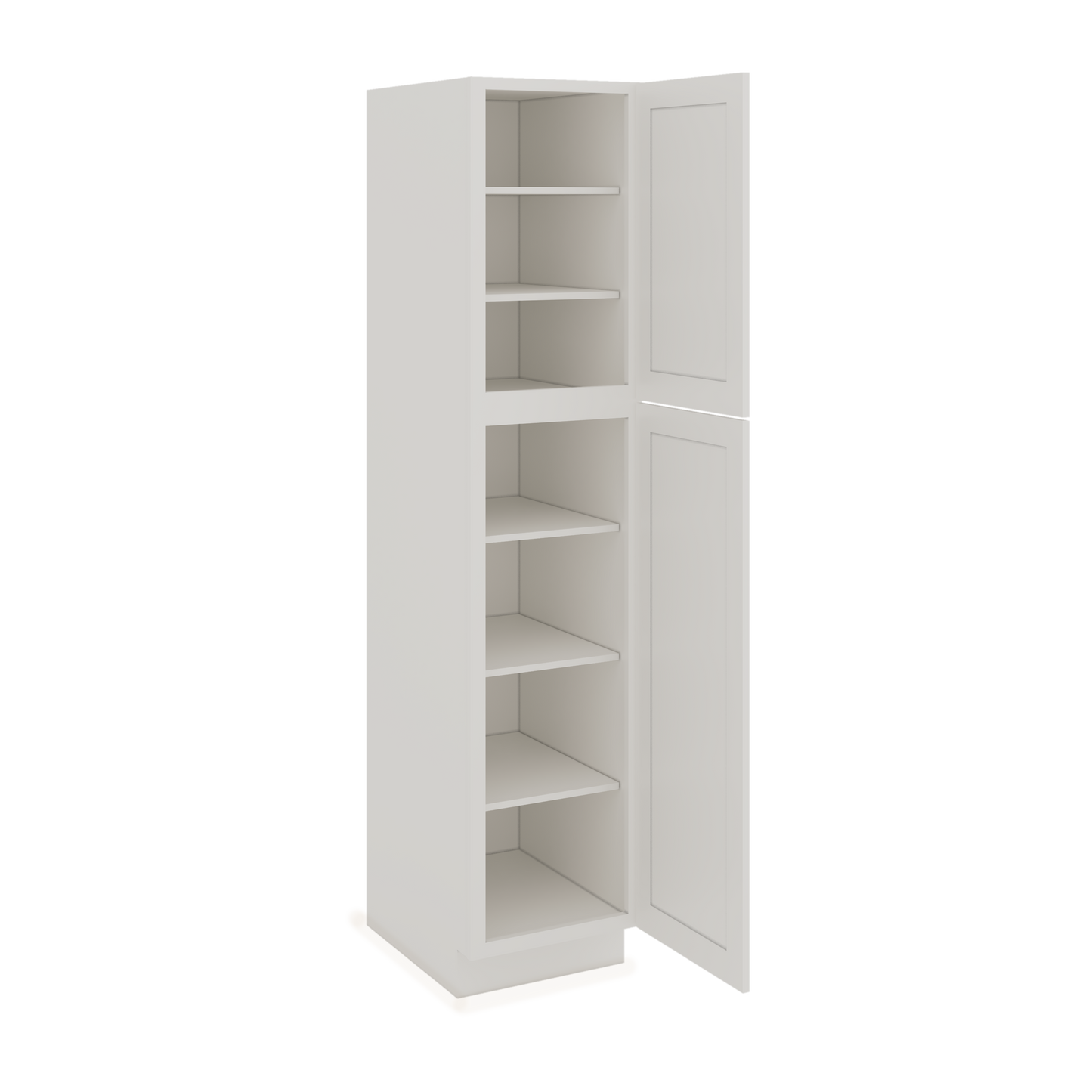 84" Tall Pantry ICE White Shaker 1-1/4" Overlay Cabinet Available 18", 24", 30"  & 36" Wide CWS/CWB