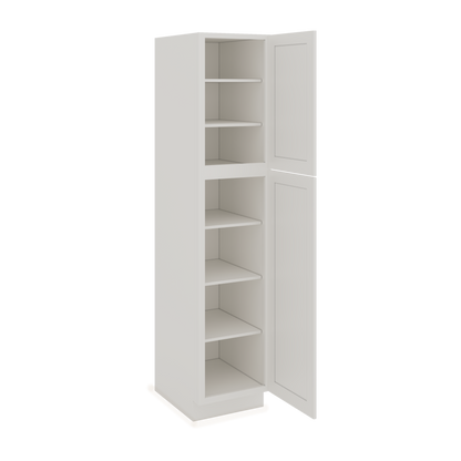 84" Tall Pantry ICE White Shaker 1-1/4" Overlay Cabinet Available 18", 24", 30"  & 36" Wide CWS/CWB