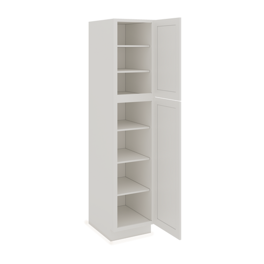 84" Tall Pantry White Shaker 1-1/4" Overlay Cabinet Available 18", 24", 30" & 36" Wide