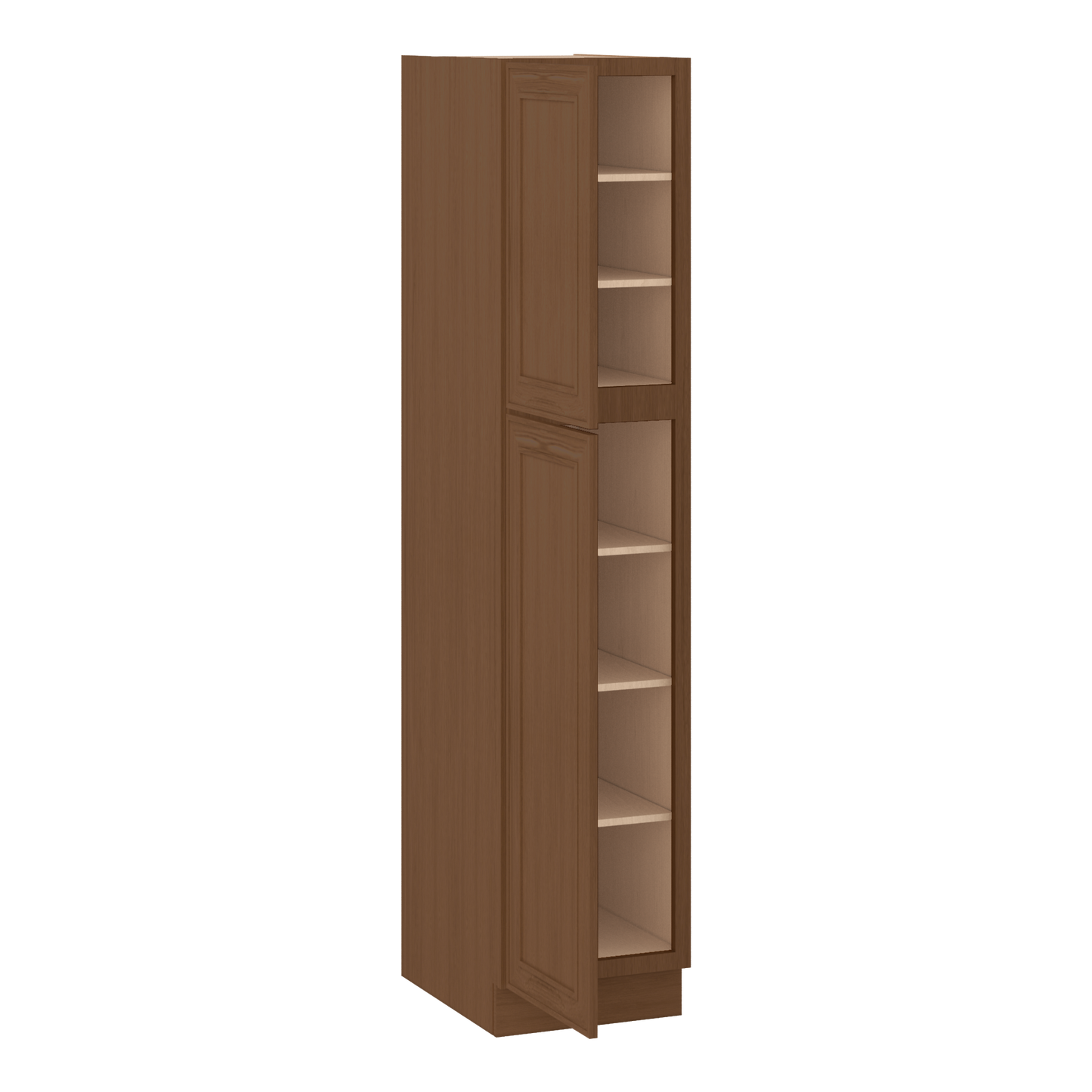 84" Tall Pantry 18", 24", 30" & 36" Wide Elegant Craftsman Mocha Shaker 1-1/4" Overlay Cabinet