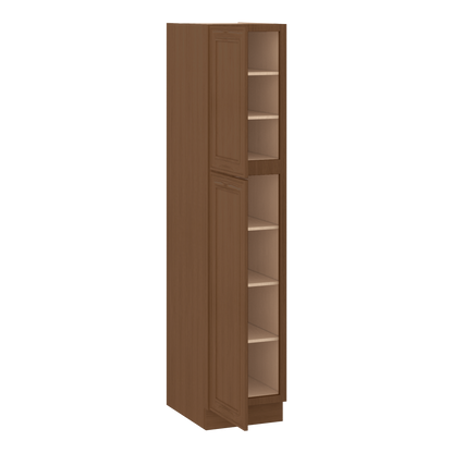 84" Tall Pantry 18", 24", 30" & 36" Wide Elegant Craftsman Mocha Shaker 1-1/4" Overlay Cabinet