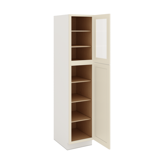 84" Tall Pantry Manhattan Cream Shaker 1-1/4" Overlay Glass Ready Wall Cabinet Available 18", 24", 30" & 36" Wide