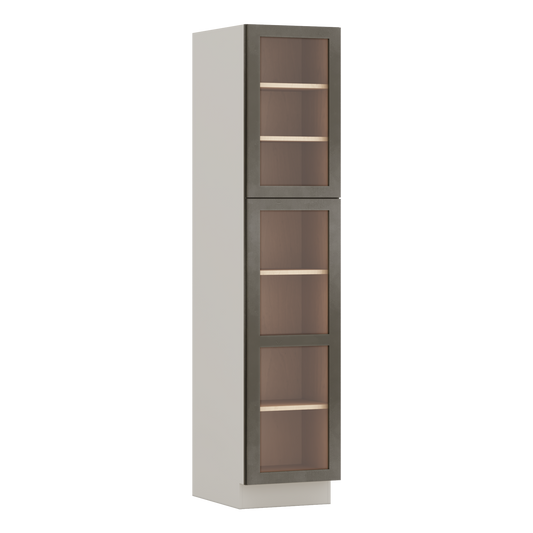 84" Tall Pantry Huntington Cinder Double Shaker Glass Ready Wall Cabinet Available 18", 24", 30" & 36" Wide