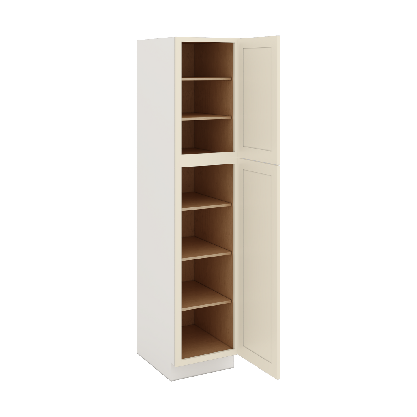 84" Tall Pantry Manhattan Cream Shaker 1-1/4" Overlay Cabinet Available 18", 24", 30"  & 36" Wide