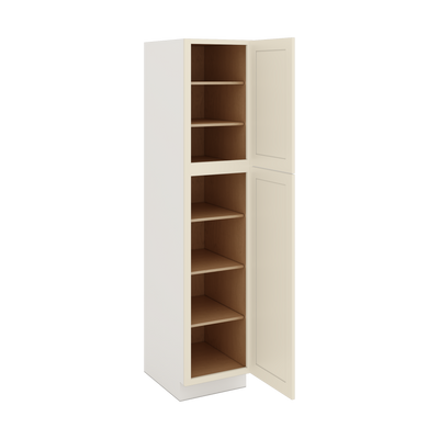 84" Tall Pantry Manhattan Cream Shaker 1-1/4" Overlay Cabinet Available 18", 24", 30"  & 36" Wide