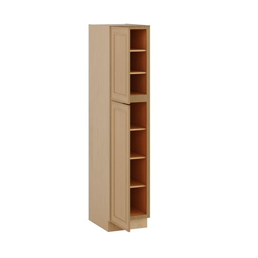 Natural oak elegant craftsman shaker pantry cabinet 18"–84" rta kitchen cabinet – angle view