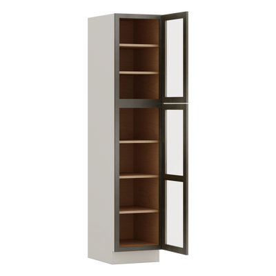 84" Tall Pantry Huntington Cinder Double Shaker Glass Ready Wall Cabinet Available 18", 24", 30"  & 36" Wide