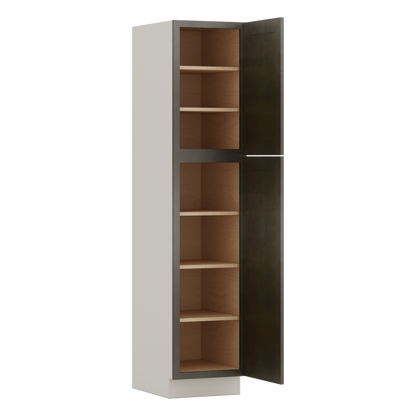 84" Tall Pantry Huntington Cinder Double Shaker Cabinet Available 18", 24", 30"  & 36" Wide