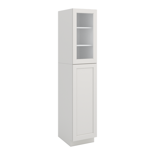 90" Tall Pantry White Shaker 1-1/4" Overlay Glass Ready Cabinet 18", 24" & 30" Wide