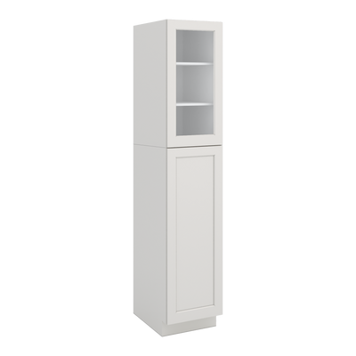 90" Tall Pantry 2WS White Shaker 1-1/4" Overlay Glass Cabinet 18", 24" & 30" Wide