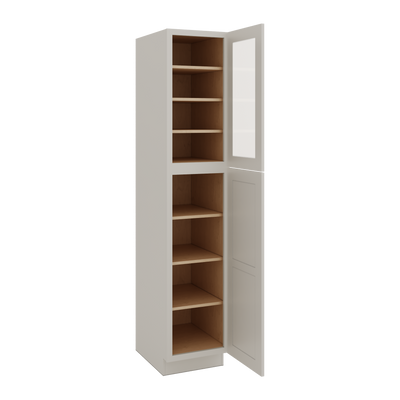 90" Tall Pantry 27LGDS Laguna Gray Double Shaker Glass Ready Cabinet 18", 24" & 30" Wide