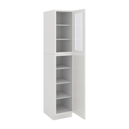 90" Tall Pantry 2WS White Shaker 1-1/4" Overlay Glass Ready Cabinet 18", 24" & 30" Wide