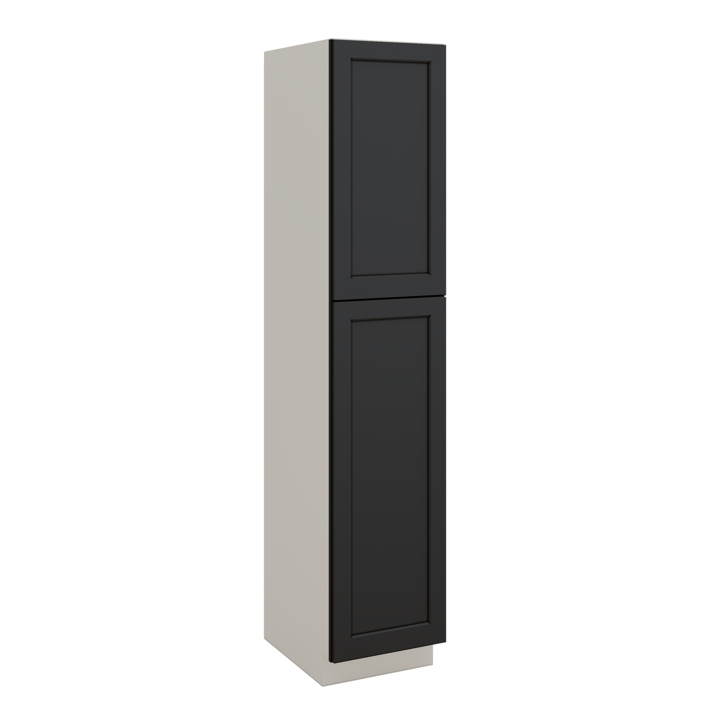 90" Tall Pantry 15HNS Hermosa Noir Black Shaker 1-1/4" Overlay Cabinet 18", 24" & 30" Wide