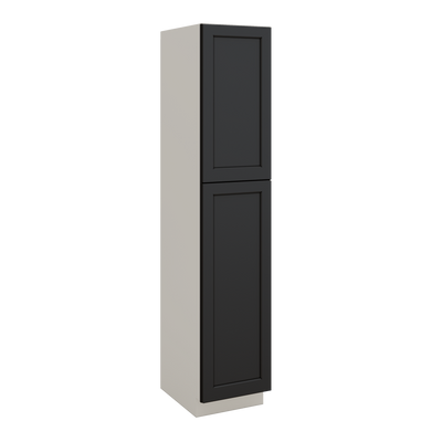 90" Tall Pantry 15HNS Hermosa Noir Black Shaker 1-1/4" Overlay Cabinet 18", 24" & 30" Wide
