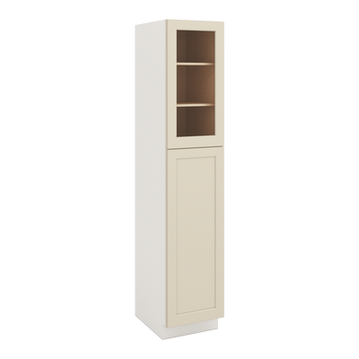90" Tall Pantry Manhattan Cream Shaker 1-1/4" Overlay Glass Ready Cabinet 18", 24" & 30" Wide