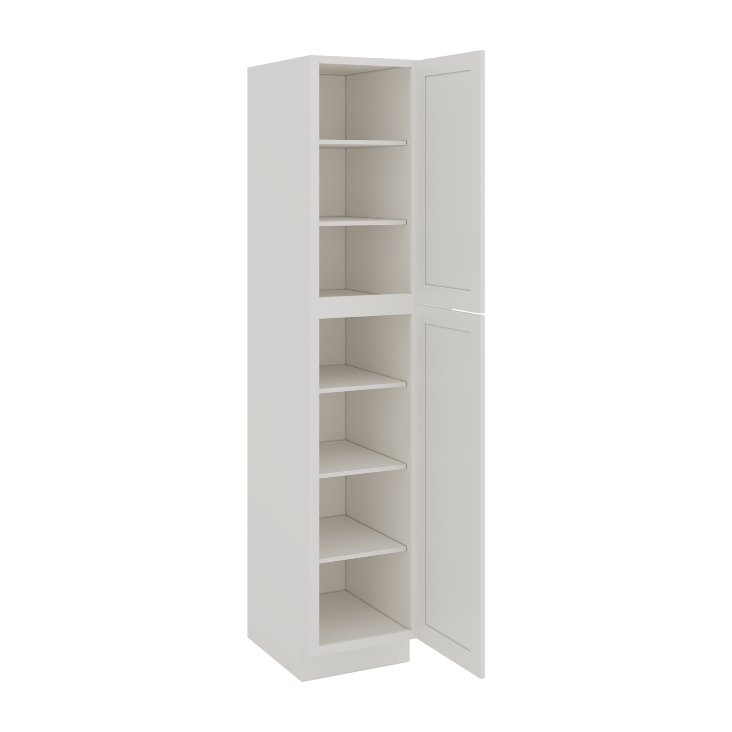 90" Tall Pantry 2WS White Shaker 1-1/4" Overlay Cabinet 18", 24" & 30" Wide