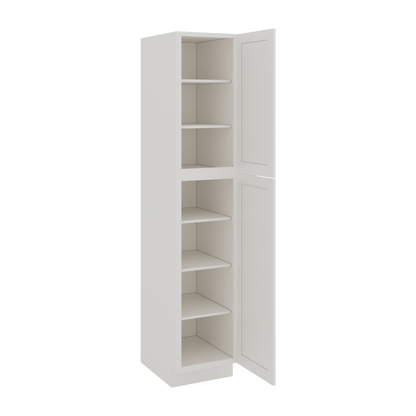 90" Tall Pantry 2WS White Shaker 1-1/4" Overlay Cabinet 18", 24" & 30" Wide