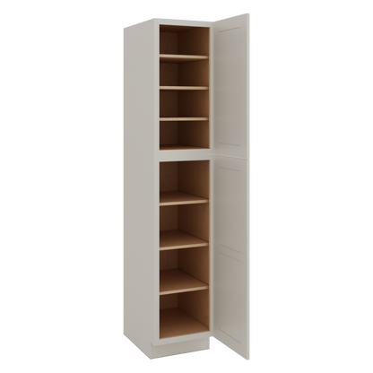 90" Tall Pantry 27LGDS Laguna Gray Double Shaker Cabinet 18", 24" & 30" Wide