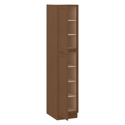 90" Tall Pantry 18", 24", 30" & 36" Wide Elegant Craftsman Mocha Shaker 1-1/4" Overlay Cabinet