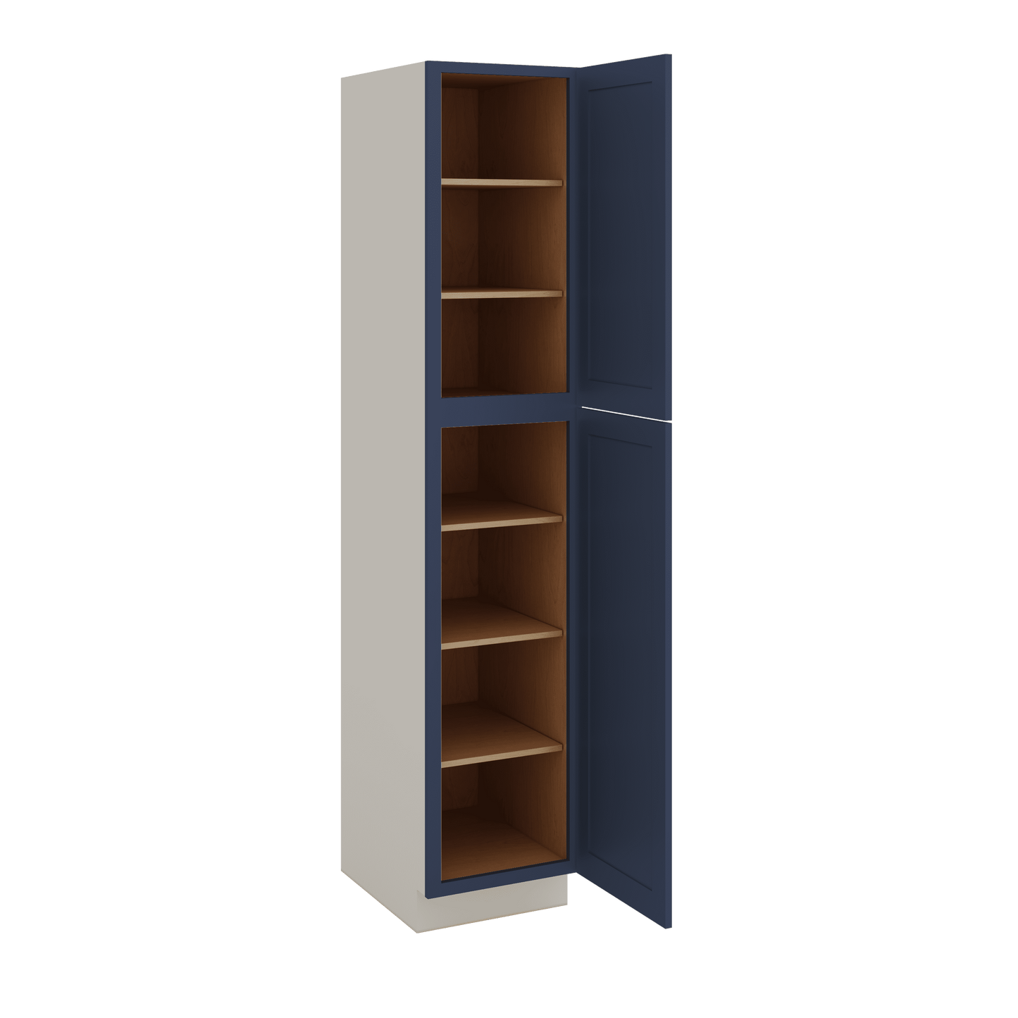 90" Tall Pantry NB29- Naval Blue Shaker 1-1/4" Overlay Cabinet 18", 24" & 30" Wide
