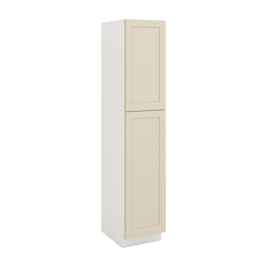 90" Tall Pantry Manhattan Cream Shaker 1-1/4" Overlay Cabinet 18", 24" & 30" Wide