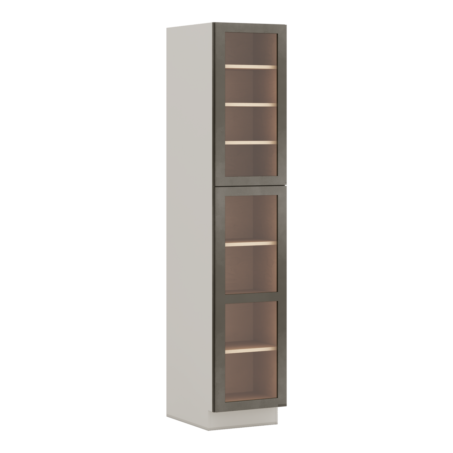 90" Tall Pantry Huntington Cinder Double Shaker Glass Ready Wall Cabinet 18", 24" & 30" Wide