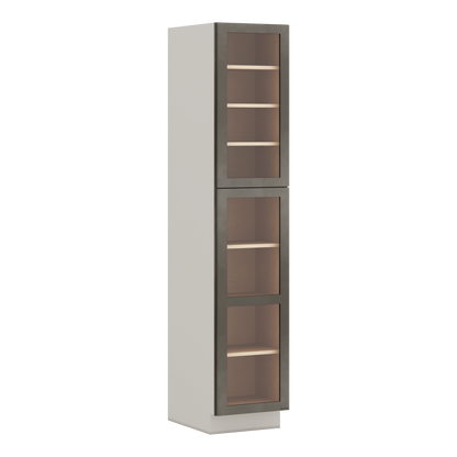 90" Tall Pantry Huntington Cinder Double Shaker Glass Ready Wall Cabinet 18", 24" & 30" Wide