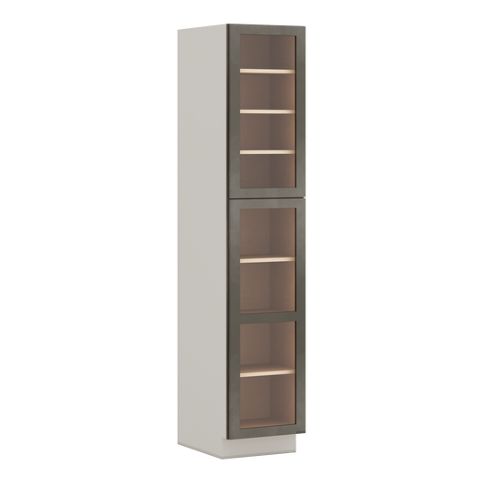 90" Tall Pantry Huntington Cinder Double Shaker Glass Ready Wall Cabinet 18", 24" & 30" Wide
