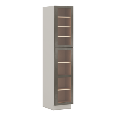 90" Tall Pantry Huntington Cinder Double Shaker Glass Ready Wall Cabinet 18", 24" & 30" Wide