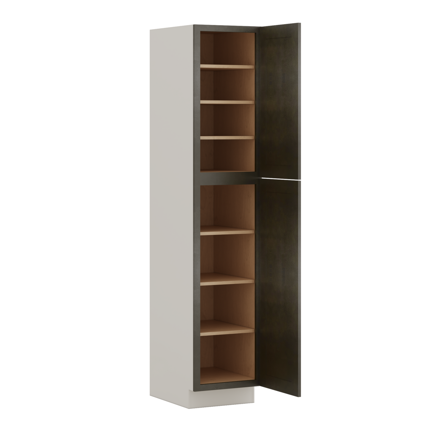 90" Tall Pantry Huntington Cinder Double Shaker Cabinet 18", 24" & 30" Wide