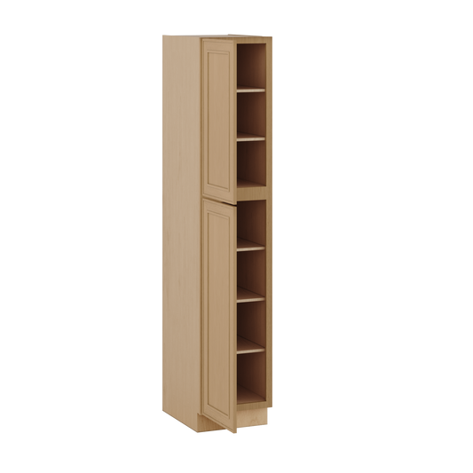 Natural oak elegant craftsman shaker pantry cabinet 18"–90" rta kitchen cabinet – angle view