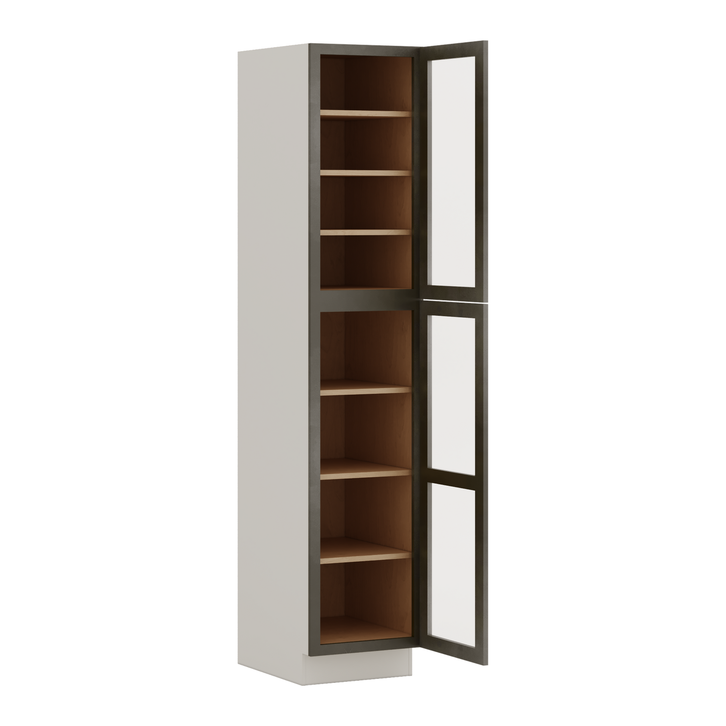 90" Tall Pantry Huntington Cinder Double Shaker Glass Ready Wall Cabinet 18", 24" & 30" Wide