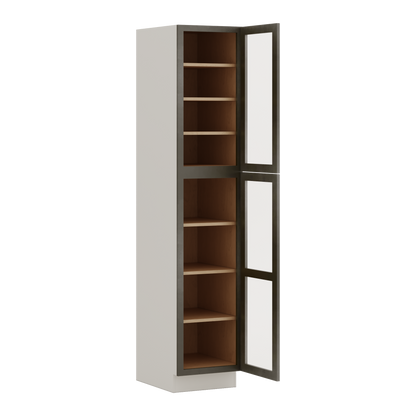 90" Tall Pantry Huntington Cinder Double Shaker Glass Ready Wall Cabinet 18", 24" & 30" Wide