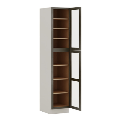 90" Tall Pantry Huntington Cinder Double Shaker Glass Ready Wall Cabinet 18", 24" & 30" Wide