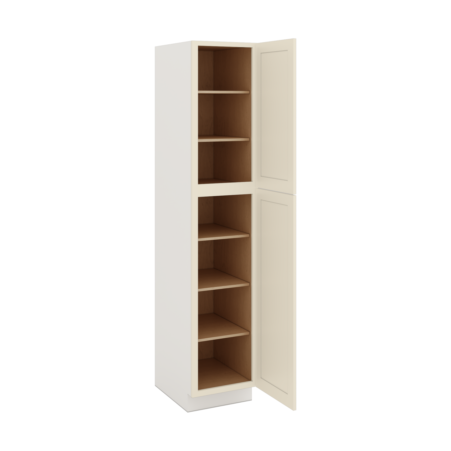 90" Tall Pantry Manhattan Cream Shaker 1-1/4" Overlay Cabinet 18", 24" & 30" Wide