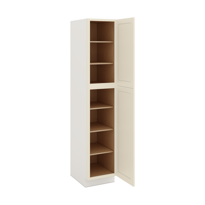 90" Tall Pantry Manhattan Cream Shaker 1-1/4" Overlay Cabinet 18", 24" & 30" Wide