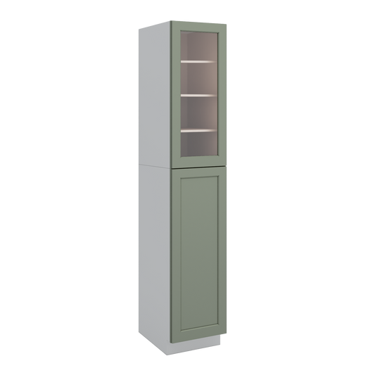 96" Tall Pantry 14SG Sage Green Shaker 1-1/4" Overlay Glass Ready Wall Cabinet 18", 24" & 30" Wide