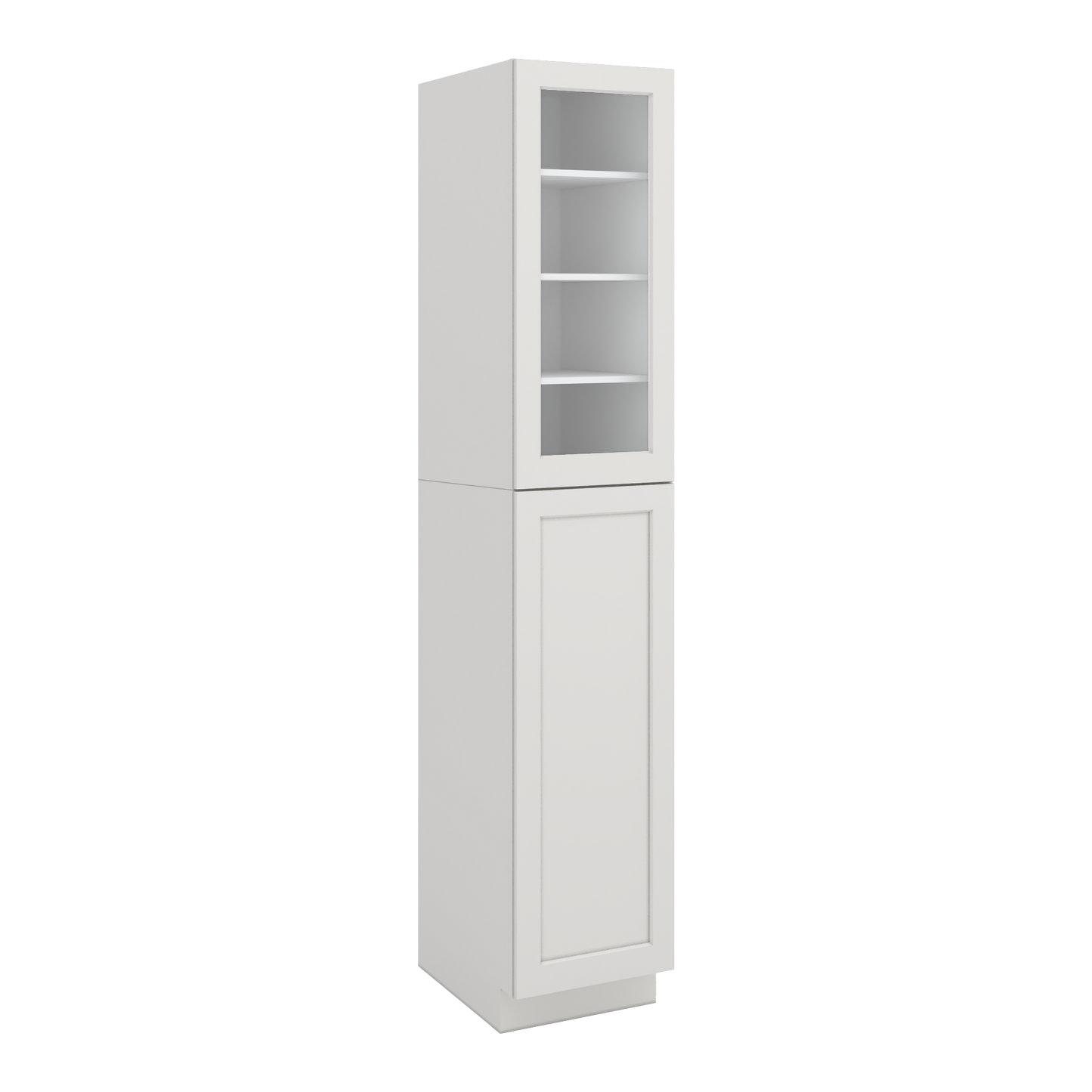 96" Tall Pantry 2WS White Shaker 1-1/4" Overlay Glass Ready Cabinet 18", 24" & 30" Wide