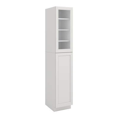 96" Tall Pantry 2WS White Shaker 1-1/4" Overlay Glass Cabinet 18", 24" & 30" Wide